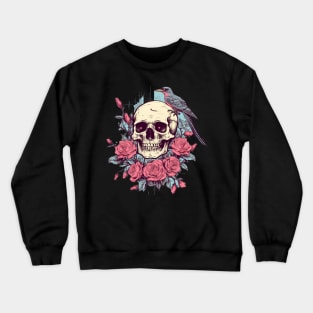 Floral Skull and Birds Crewneck Sweatshirt